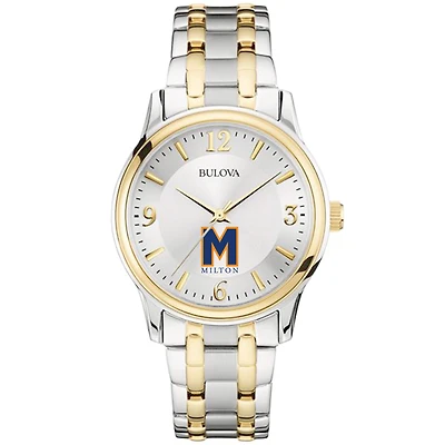 Men's Bulova  Silver/Gold Milton Academy Mustangs Two-Tone Stainless Steel Watch