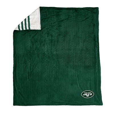Pegasus New York Jets 60" x 70" Cable Knit Sherpa Stripe Blanket
