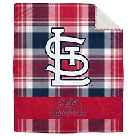 Pegasus St. Louis Cardinals 50" x 60" Plaid Flannel Sherpa Plush Blanket