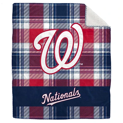 Pegasus Washington Nationals 50" x 60" Plaid Flannel Sherpa Plush Blanket