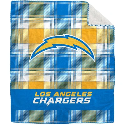 Pegasus Los Angeles Chargers 50" x 60" Plaid Flannel Sherpa Plush Blanket