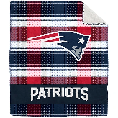 Pegasus New England Patriots 50" x 60" Plaid Flannel Sherpa Plush Blanket