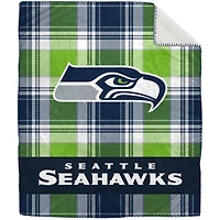 Pegasus Seattle Seahawks 50" x 60" Plaid Flannel Sherpa Plush Blanket