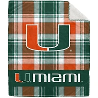 Pegasus Miami Hurricanes 50" x 60" Plaid Flannel Sherpa Plush Blanket