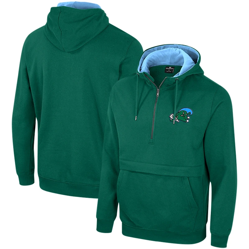 Men's Colosseum Green Tulane Green Wave Team Half-Zip Pullover Hoodie
