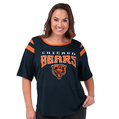 Women's G-III 4Her by Carl Banks Navy Chicago Bears Plus Linebacker T-Shirt