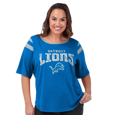 Women's G-III 4Her by Carl Banks Royal Detroit Lions Plus Linebacker T-Shirt