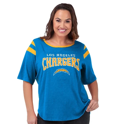 Women's G-III 4Her by Carl Banks Light Blue Los Angeles Chargers Plus Linebacker T-Shirt