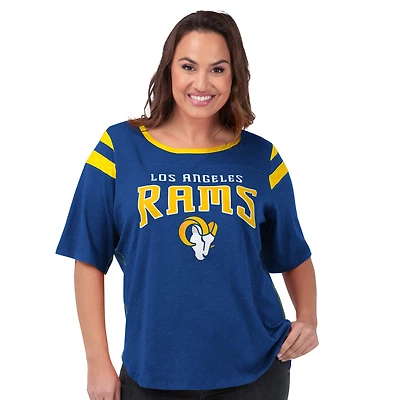 Women's G-III 4Her by Carl Banks Royal Los Angeles Rams Plus Linebacker T-Shirt