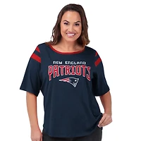 Women's G-III 4Her by Carl Banks Navy New England Patriots Plus Linebacker T-Shirt