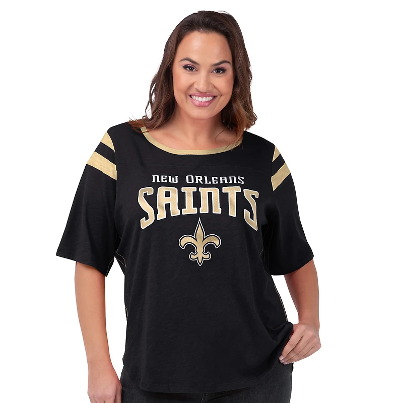 Women's G-III 4Her by Carl Banks Black New Orleans Saints Plus Linebacker T-Shirt