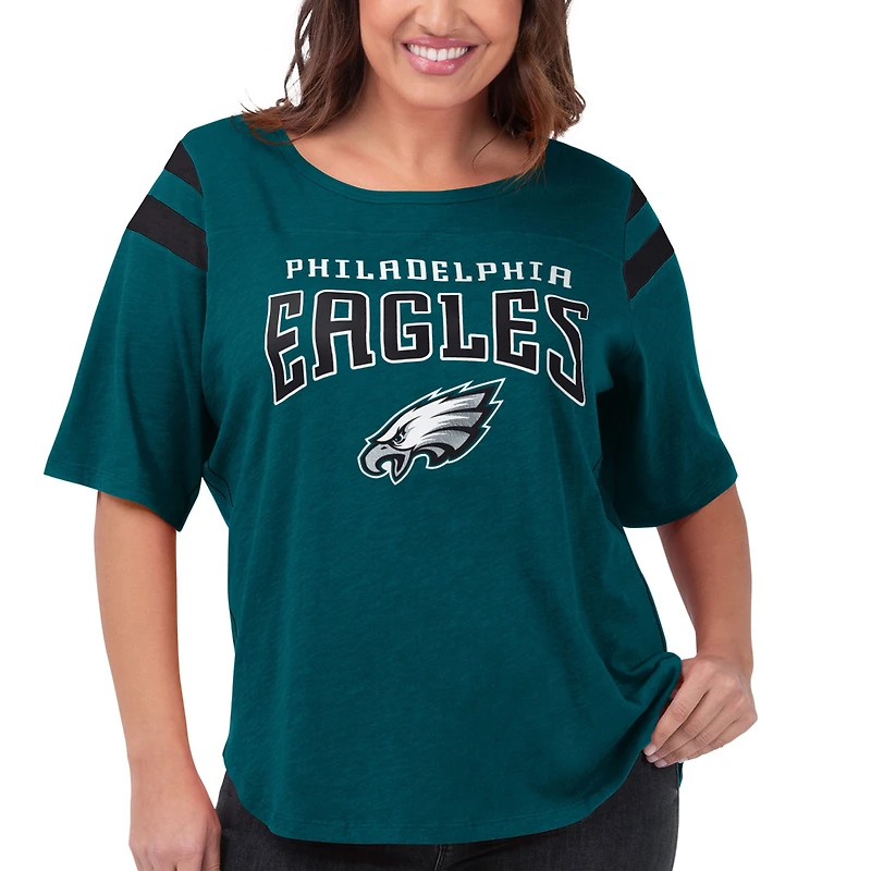 Women's G-III 4Her by Carl Banks Green Philadelphia Eagles Plus Linebacker T-Shirt