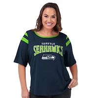 Women's G-III 4Her by Carl Banks College Navy Seattle Seahawks Plus Linebacker T-Shirt