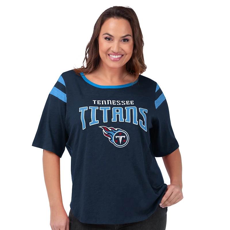 Women's G-III 4Her by Carl Banks Navy Tennessee Titans Plus Linebacker T-Shirt
