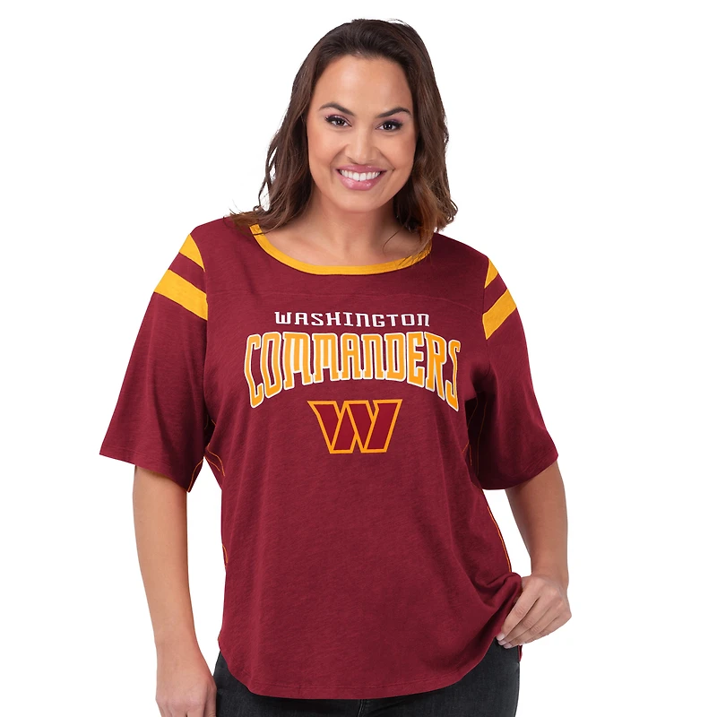 Women's G-III 4Her by Carl Banks Burgundy Washington Commanders Plus Linebacker T-Shirt