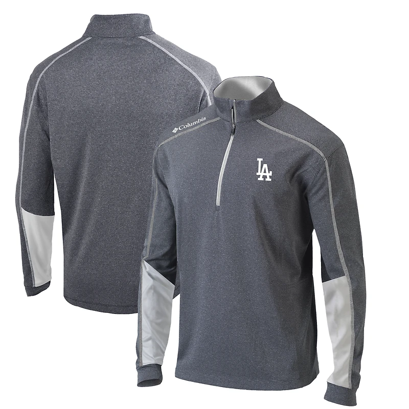 Men's Columbia  Charcoal/White Los Angeles Dodgers Omni-Wick Shotgun 2.0 Quarter-Zip Pullover Top