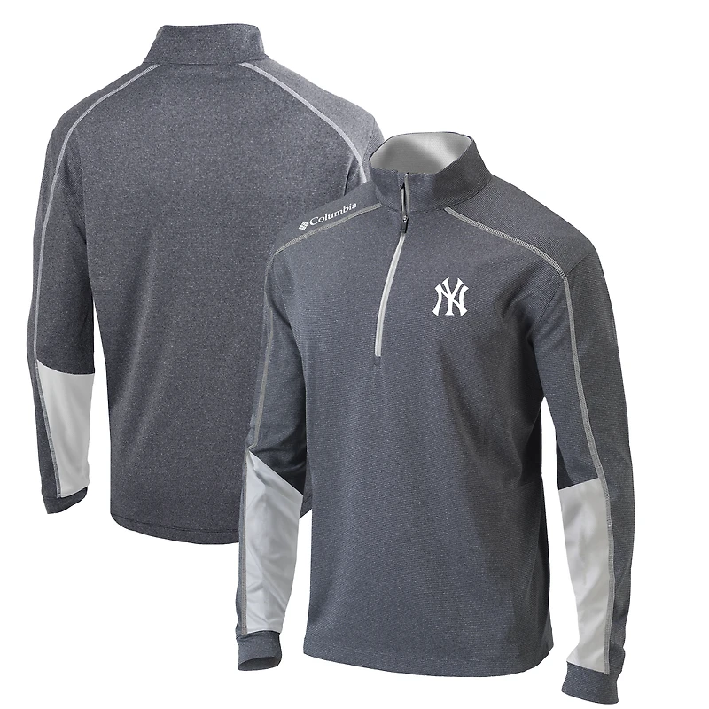Men's Columbia Charcoal/White New York Yankees Omni-Wick Shotgun 2.0 Quarter-Zip Pullover Top