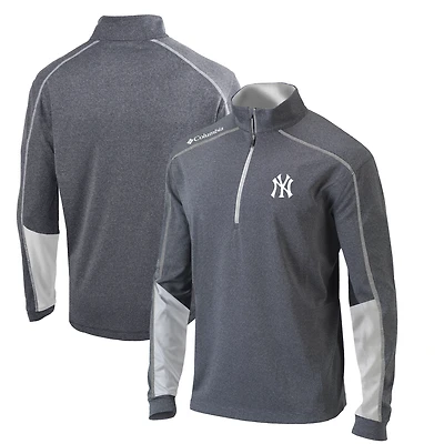 Men's Columbia Charcoal/White New York Yankees Omni-Wick Shotgun 2.0 Quarter-Zip Pullover Top