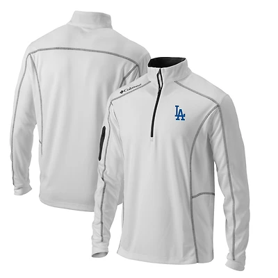 Men's Columbia  White Los Angeles Dodgers Omni-Wick Shotgun Quarter-Zip Pullover Top