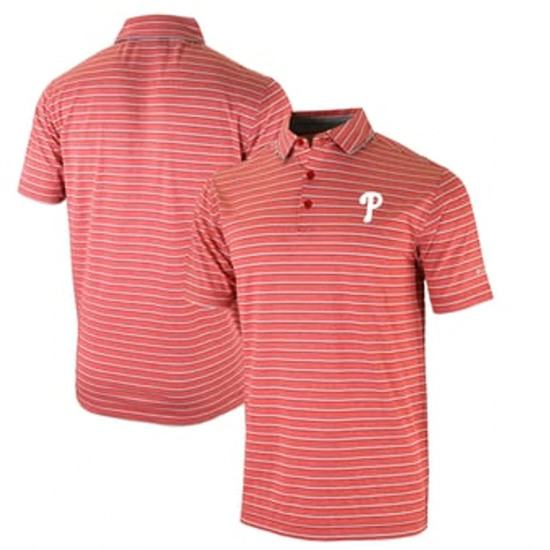Men's Columbia Red Philadelphia Phillies Omni-Wick Post Round Polo