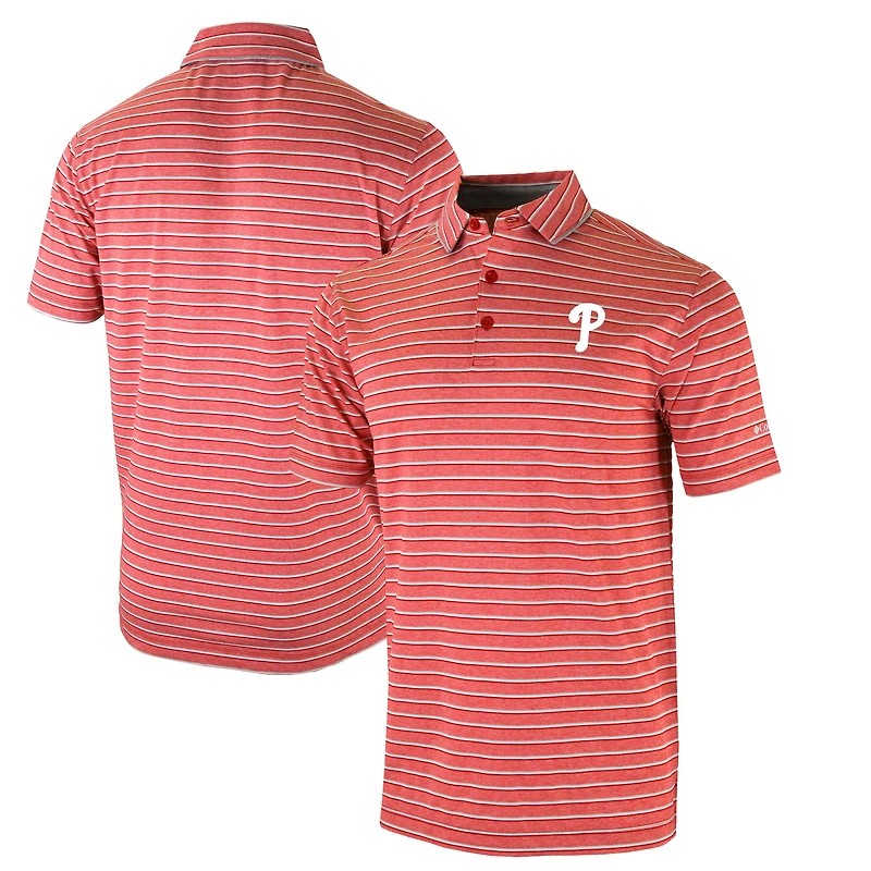 Men's Columbia Red Philadelphia Phillies Omni-Wick Post Round Polo