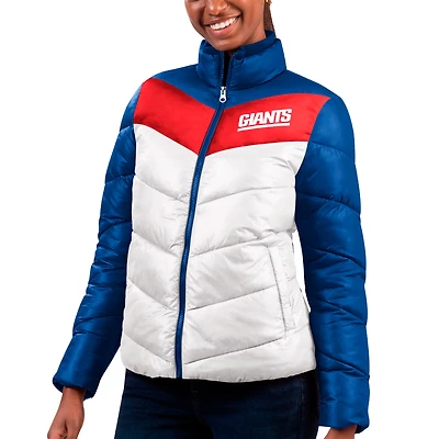 Women's G-III 4Her by Carl Banks White/Royal New York Giants New Star Quilted Full-Zip Jacket