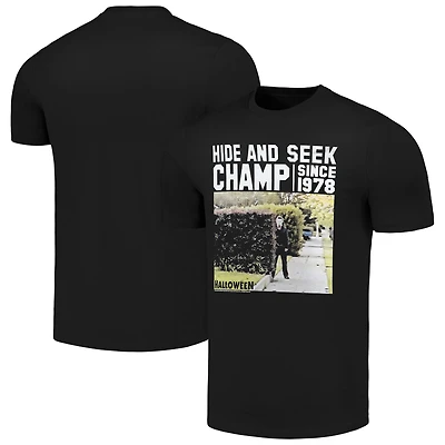 Men's Black Halloween Hide and Seek Champ Graphic T-Shirt