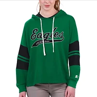 Women's Starter Kelly Green Philadelphia Eagles Bump And Run Long Sleeve Hoodie T-Shirt