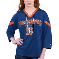 Women's Starter Orange Denver Broncos Rally Lace-Up 3/4 Sleeve T-Shirt