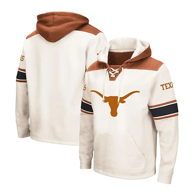 Men's Colosseum Cream Texas Longhorns Big & Tall Hockey Lace-Up Pullover Hoodie