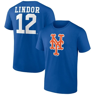 Men's Francisco Lindor Royal New York Mets Player Icon Name & Number T-Shirt