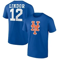 Men's Francisco Lindor Royal New York Mets Player Icon Name & Number T-Shirt