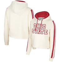 Women's Colosseum Cream Ohio State Buckeyes Perfect Date Cropped Pullover Hoodie