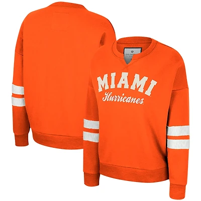 Women's Colosseum Orange Miami Hurricanes Perfect Date Notch Neck Pullover Sweatshirt
