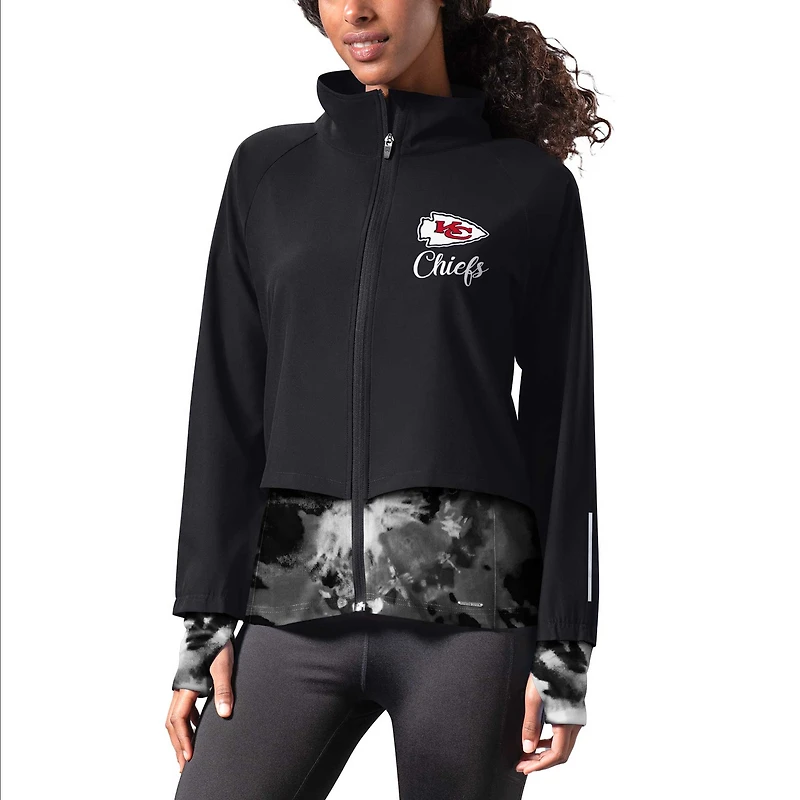 Women's MSX by Michael Strahan Black Kansas City Chiefs Grace Raglan Full-Zip Running Jacket