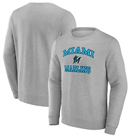 Men's Heather Gray Miami Marlins Heart & Soul Pullover Sweatshirt
