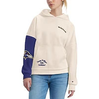 Women's Tommy Hilfiger Cream/Purple Baltimore Ravens Harriet Pullover Hoodie