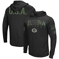 Men's Colosseum Black Georgia Bulldogs Big & Tall OHT Military Appreciation Tango Long Sleeve Hoodie T-Shirt