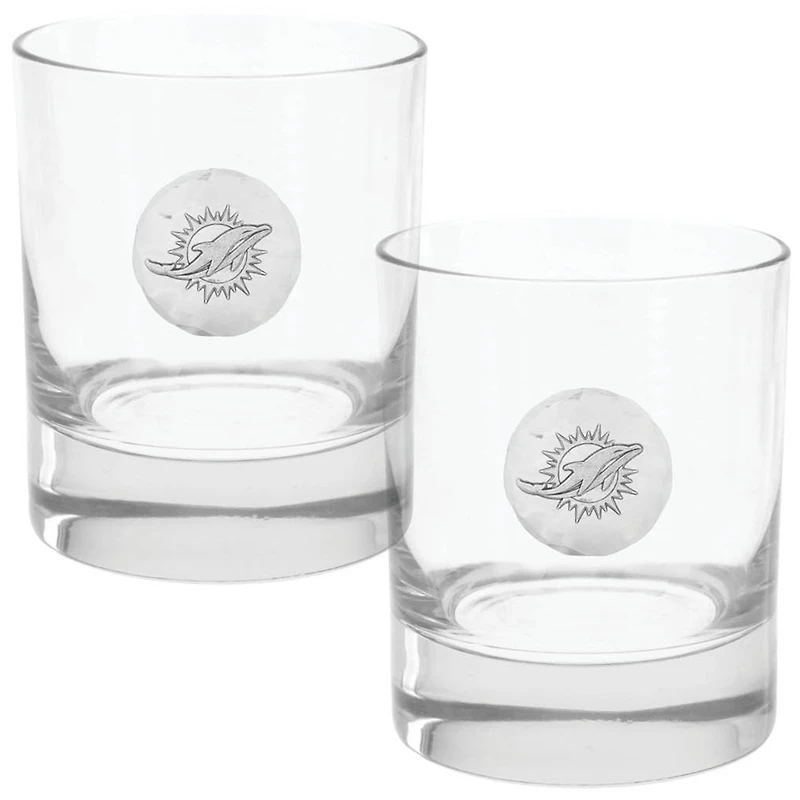 Miami Dolphins Two-Piece 11oz. Rocks Glass Set