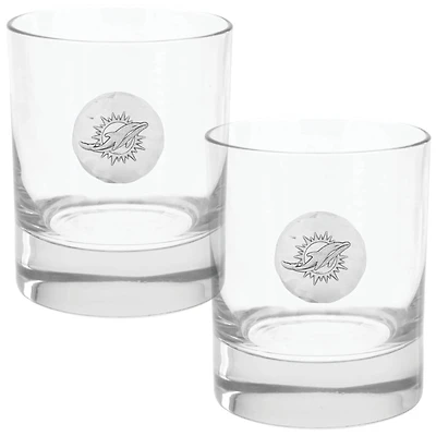 Miami Dolphins Two-Piece 11oz. Rocks Glass Set