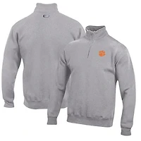 Men's Gray Clemson Tigers Big Cotton Quarter-Zip Pullover Sweatshirt