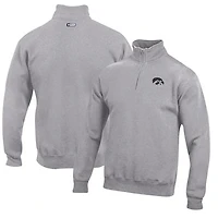 Men's Gray Iowa Hawkeyes Big Cotton Quarter-Zip Pullover Sweatshirt