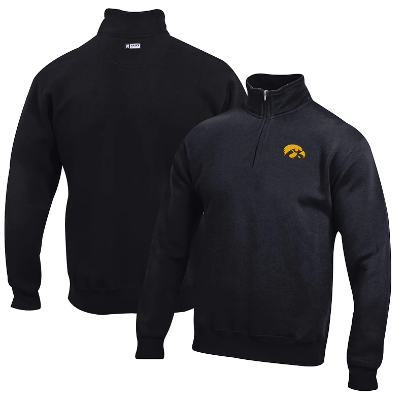 Men's Black Iowa Hawkeyes Big Cotton Quarter-Zip Pullover Sweatshirt
