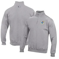 Men's Gray Kansas Jayhawks Big Cotton Quarter-Zip Pullover Sweatshirt