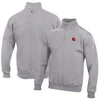 Men's Gray Louisville Cardinals Big Cotton Quarter-Zip Pullover Sweatshirt