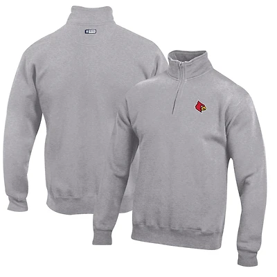 Men's Gray Louisville Cardinals Big Cotton Quarter-Zip Pullover Sweatshirt