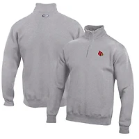 Men's Gray Louisville Cardinals Big Cotton Quarter-Zip Pullover Sweatshirt
