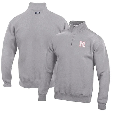 Men's Gray Nebraska Huskers Big Cotton Quarter-Zip Pullover Sweatshirt