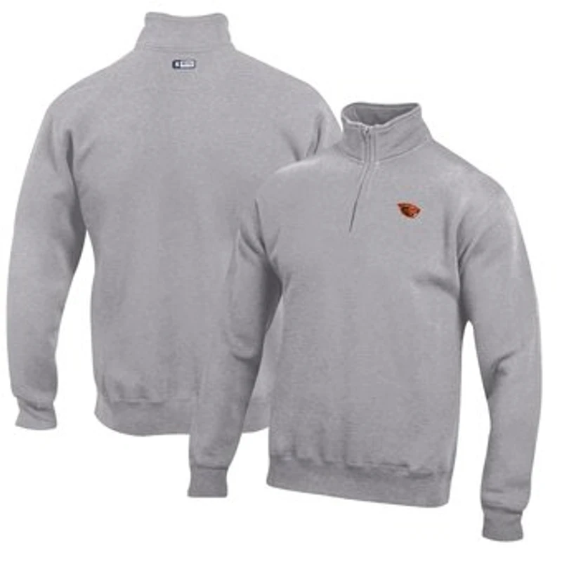 Men's Gray Oregon State Beavers Big Cotton Quarter-Zip Pullover Sweatshirt