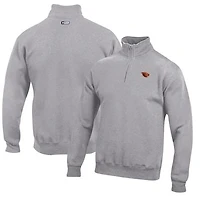 Men's Gray Oregon State Beavers Big Cotton Quarter-Zip Pullover Sweatshirt